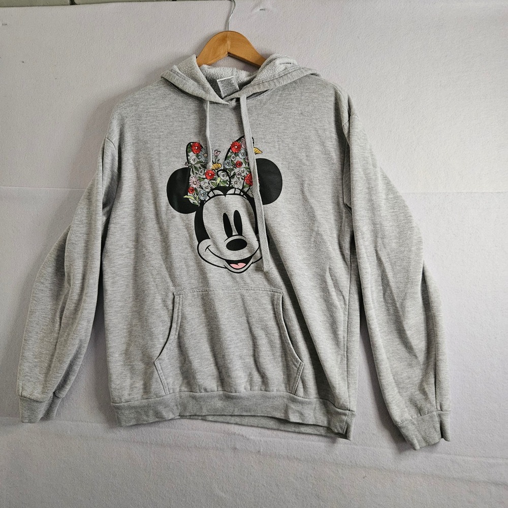 Disney Minnie Mouse Floral Crown Hoodie Heather Grey XL IESJCA4